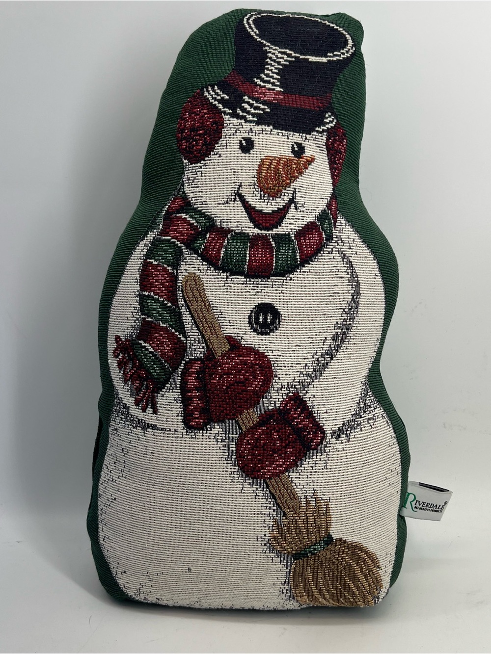 VTG 16" Riverdale Tapestry Snowman Door Stop Christmas Decor Self-standing USA